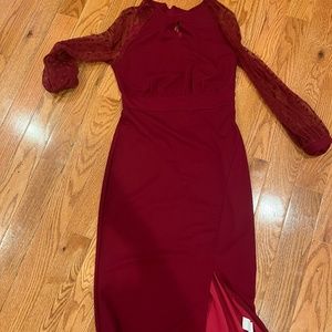 Shein long sleeve maroon dress